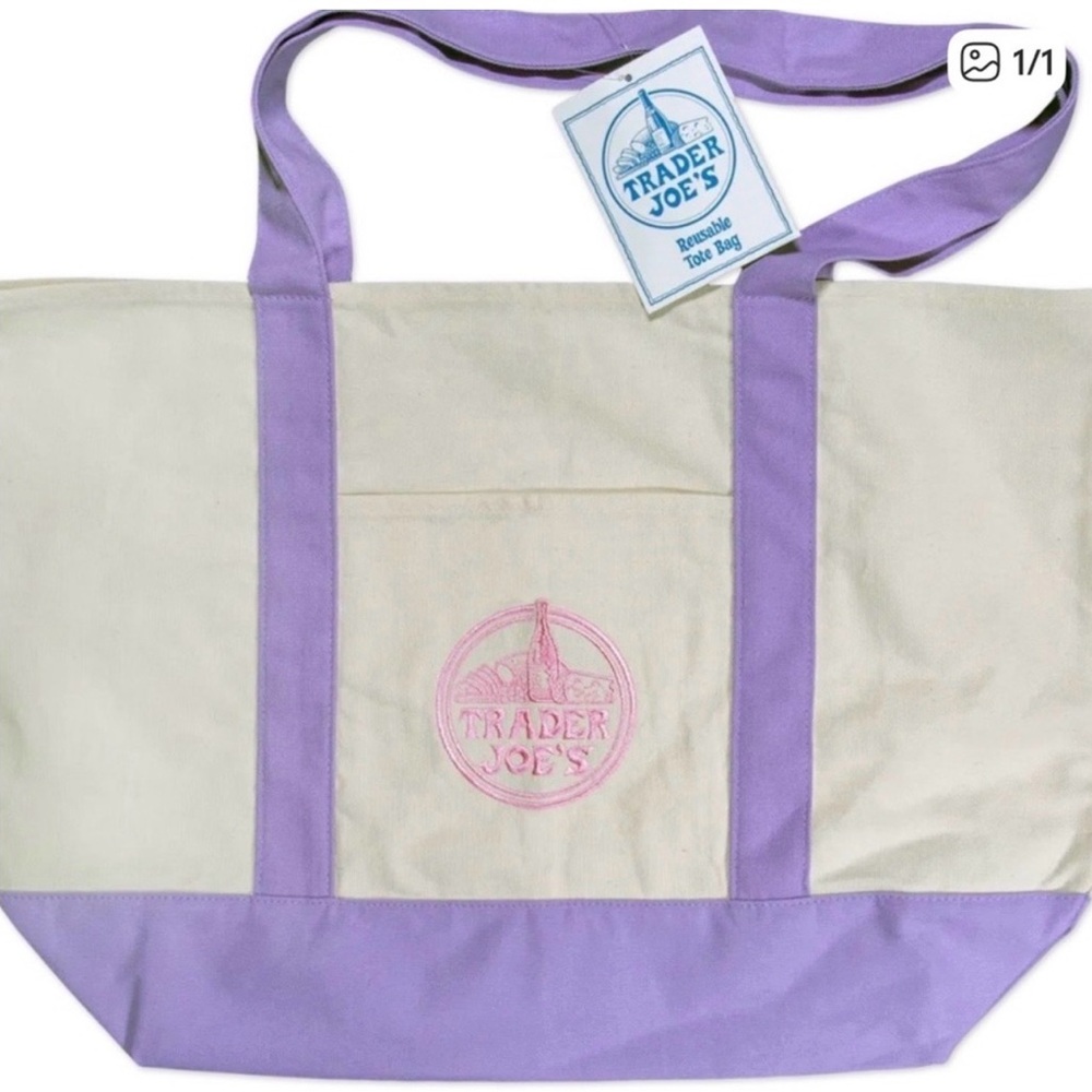 Lavender & Cream Canvas Tote Bag